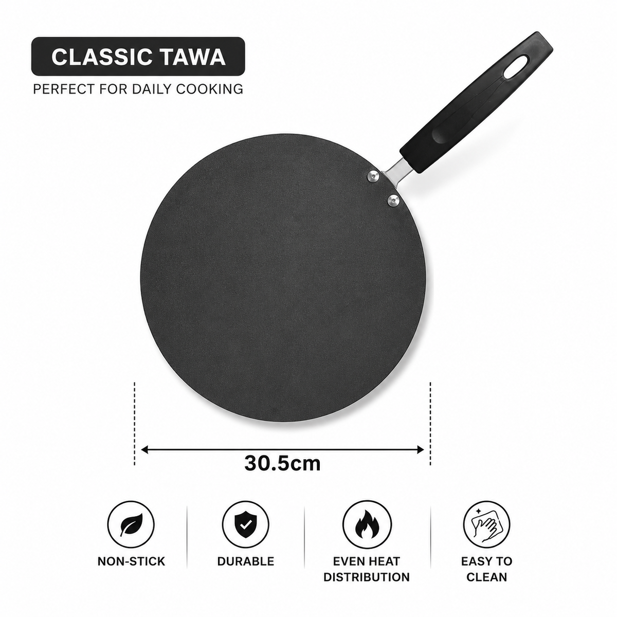 Sonex Classic Non-Stick Tawa – 30.5cm