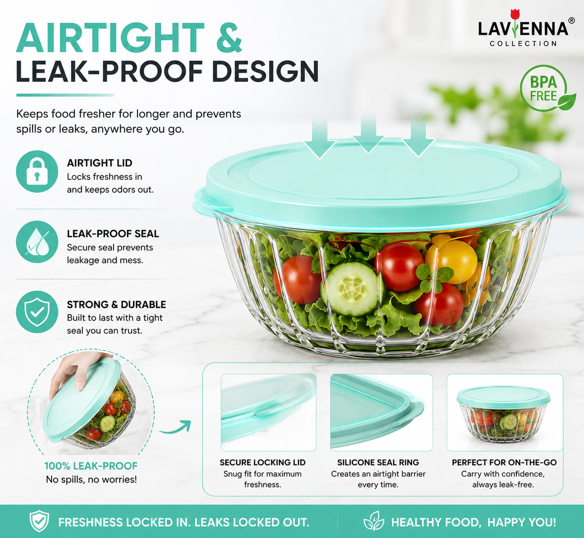 Lavienna Serve In Style 3-Piece Stackable Airtight Food Storage Container Set