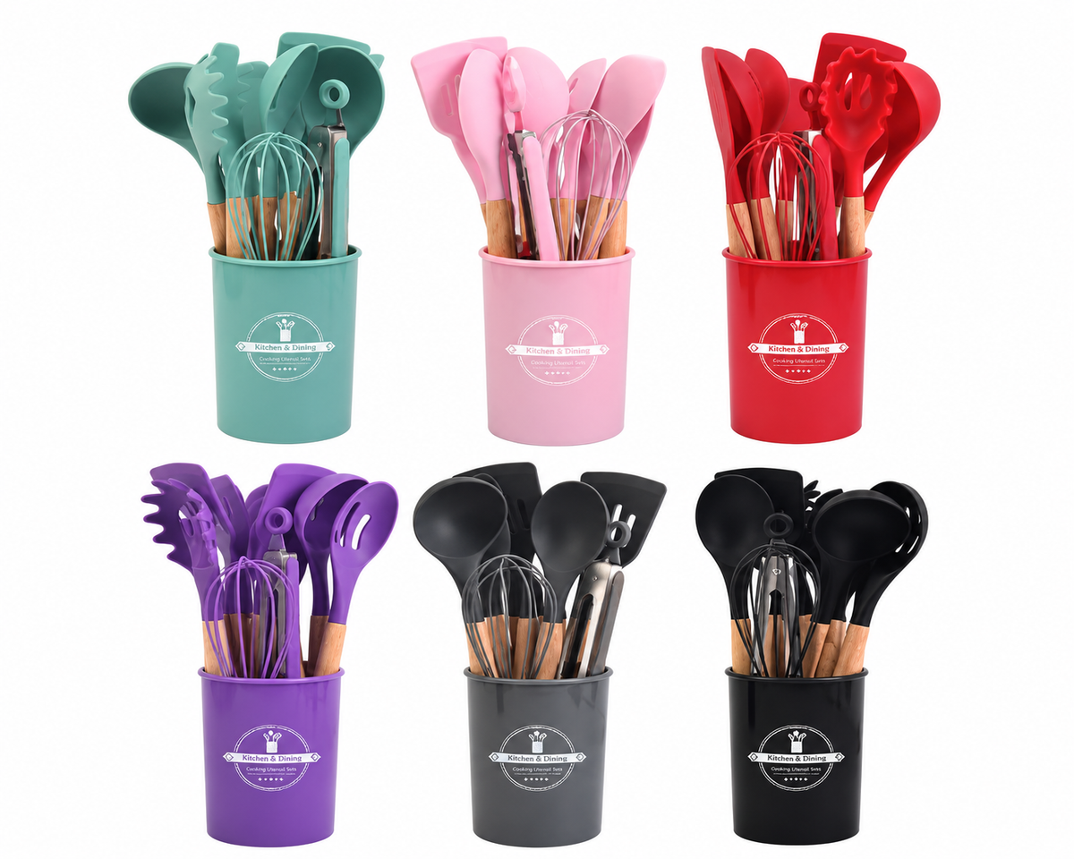 Premium 12-Piece Silicone Kitchen Utensil Set with Holder