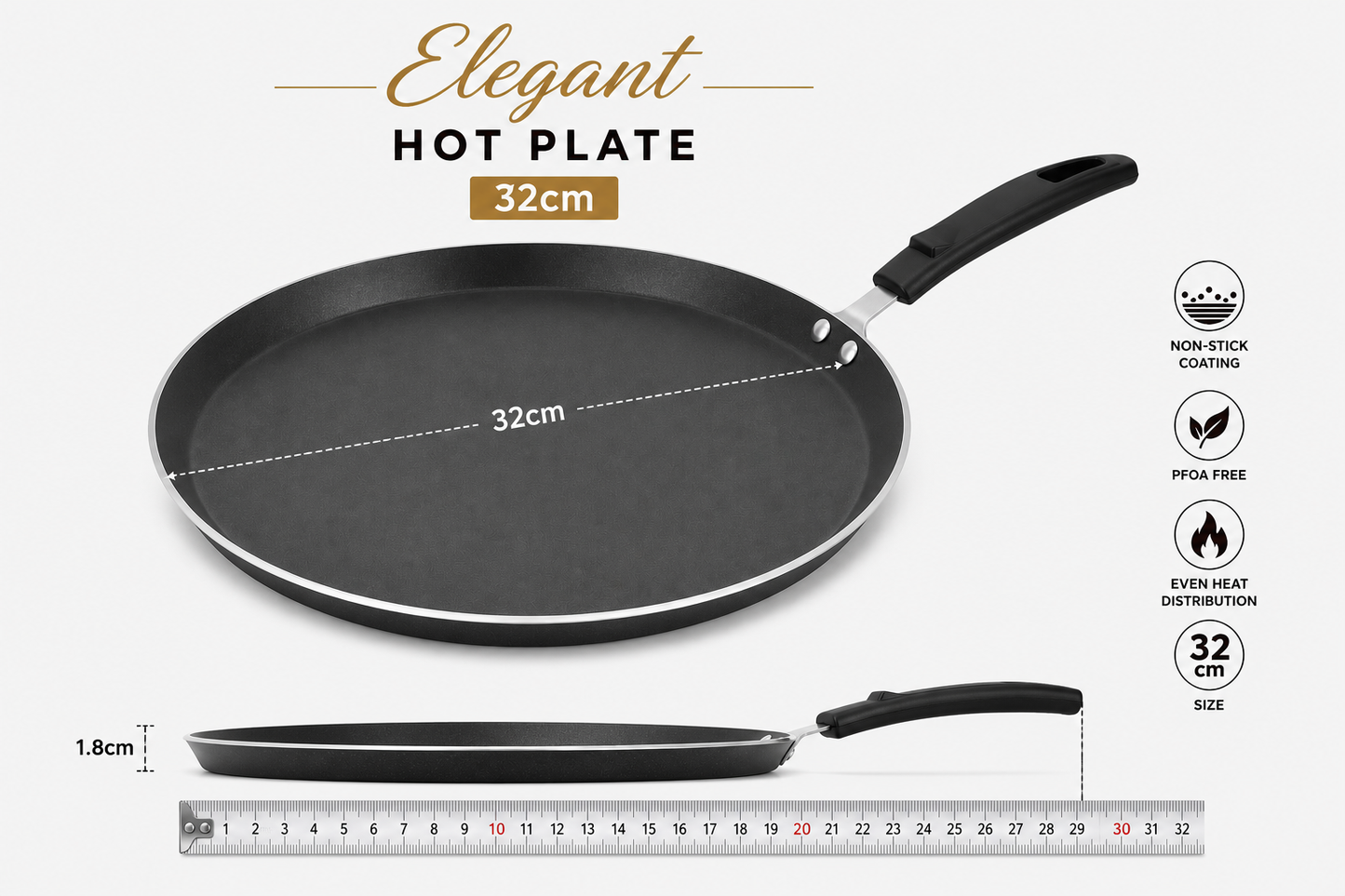 Sonex Elegant Non-Stick Hot Plate – 32cm