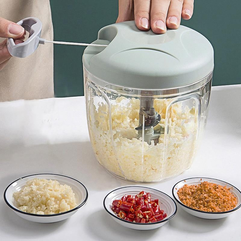 Turbo Chop Pro™ 500/900ML Manual Food Chopper | Meat Mincer, Garlic Crusher, Onion Cutter, Vegetable Slicer & Salad Maker
