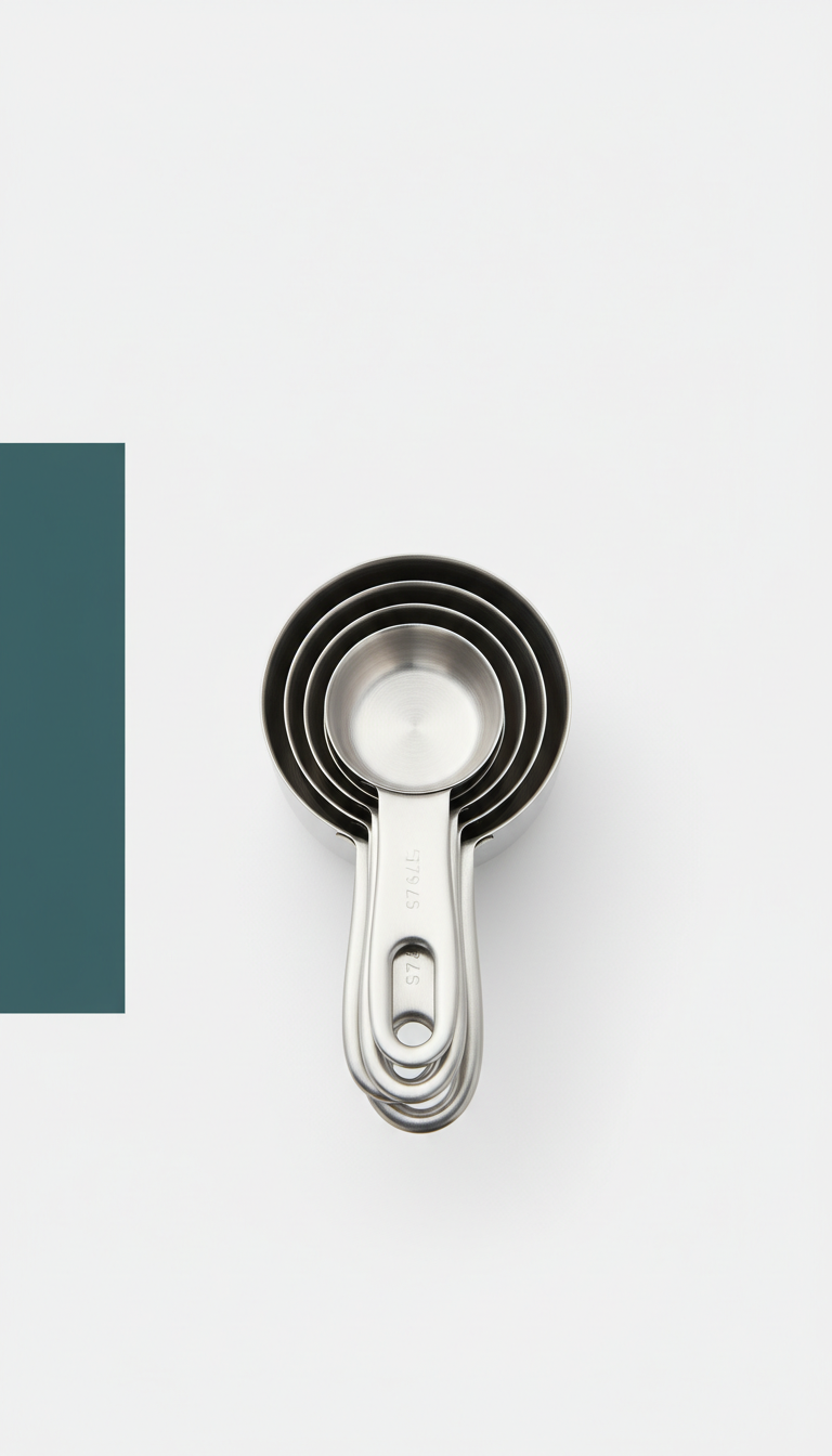 Stainless steel measuring cup set with engraved markings