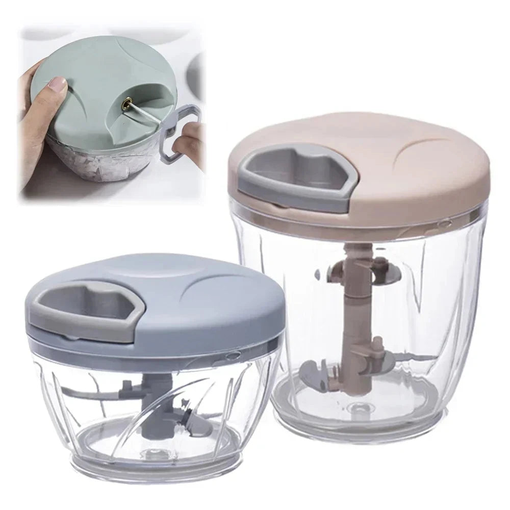 Turbo Chop Pro™ 500/900ML Manual Food Chopper | Meat Mincer, Garlic Crusher, Onion Cutter, Vegetable Slicer & Salad Maker