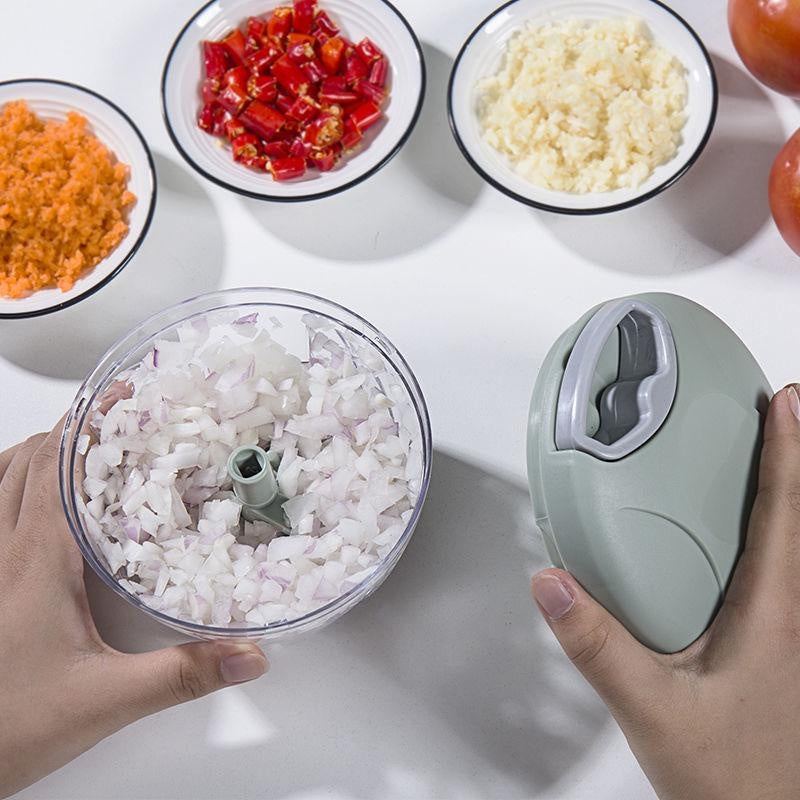 Turbo Chop Pro™ 500/900ML Manual Food Chopper | Meat Mincer, Garlic Crusher, Onion Cutter, Vegetable Slicer & Salad Maker