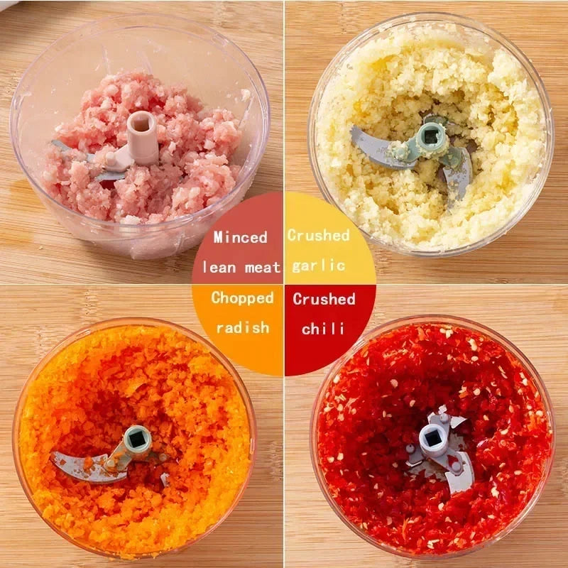 Turbo Chop Pro™ 500/900ML Manual Food Chopper | Meat Mincer, Garlic Crusher, Onion Cutter, Vegetable Slicer & Salad Maker