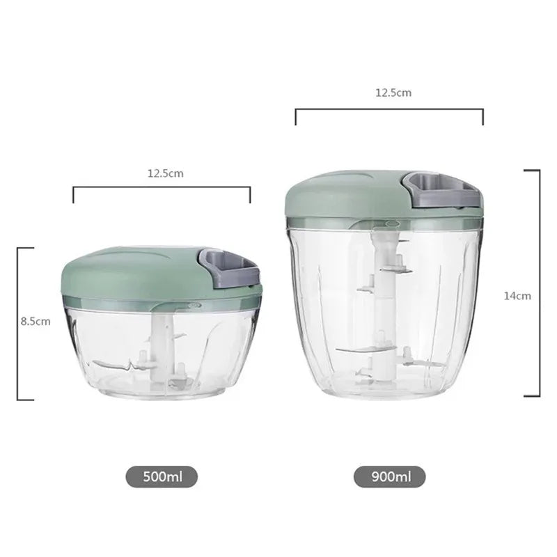 Turbo Chop Pro™ 500/900ML Manual Food Chopper | Meat Mincer, Garlic Crusher, Onion Cutter, Vegetable Slicer & Salad Maker