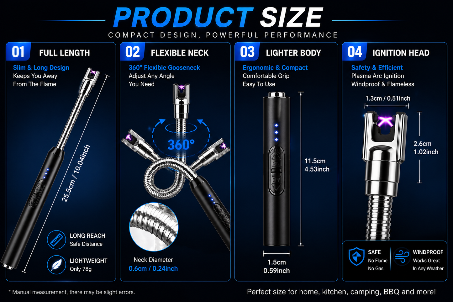 USB Rechargeable Electric Arc Lighter – Windproof & Flameless