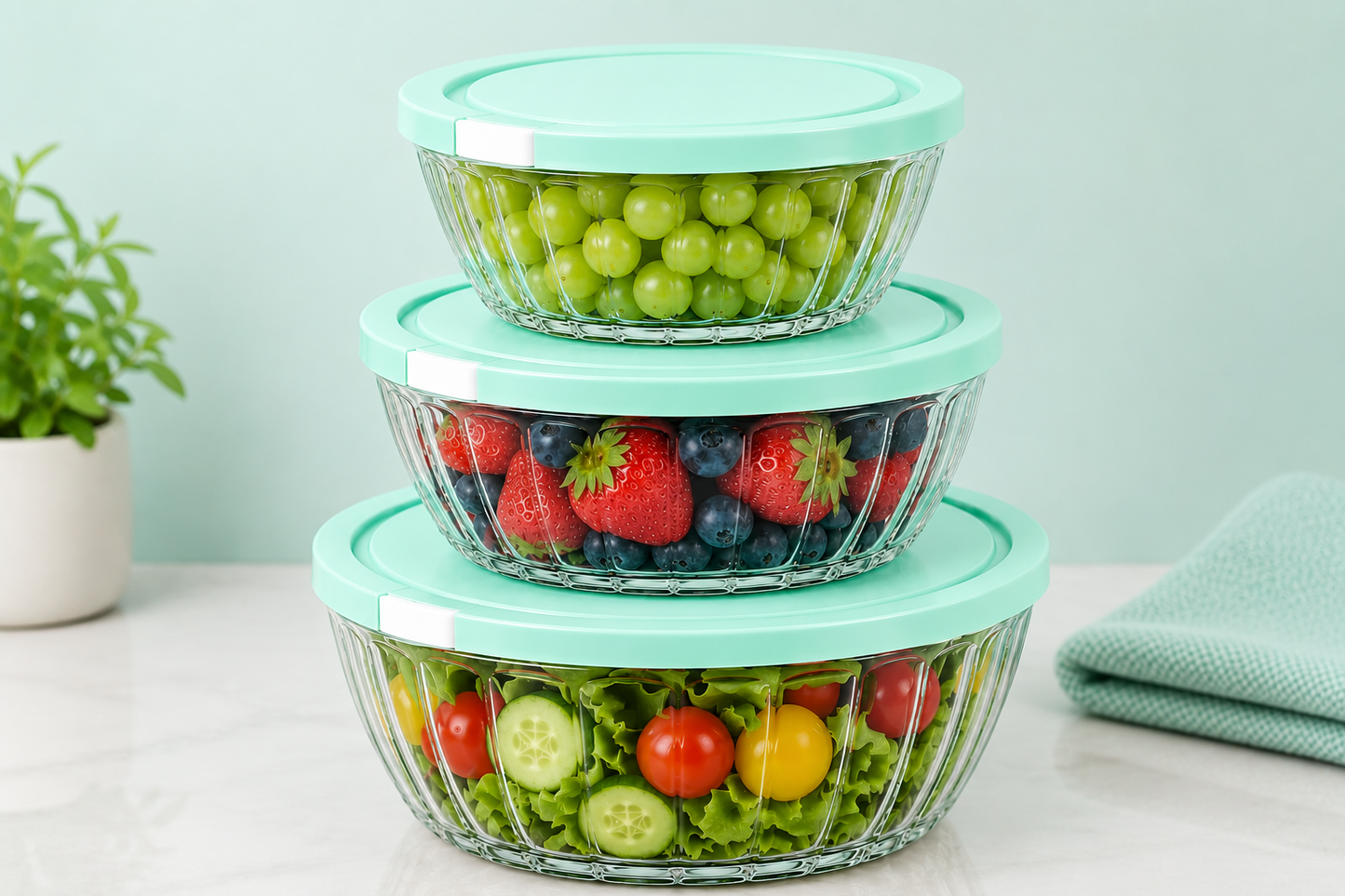 Lavienna Serve In Style 3-Piece Stackable Airtight Food Storage Container Set