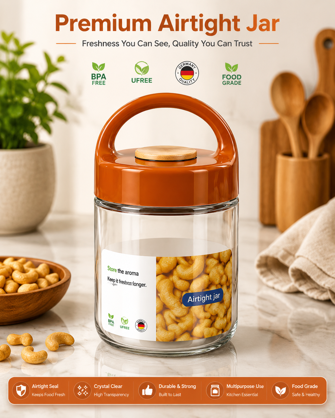 Premium 3-Piece Airtight Storage Jar Set