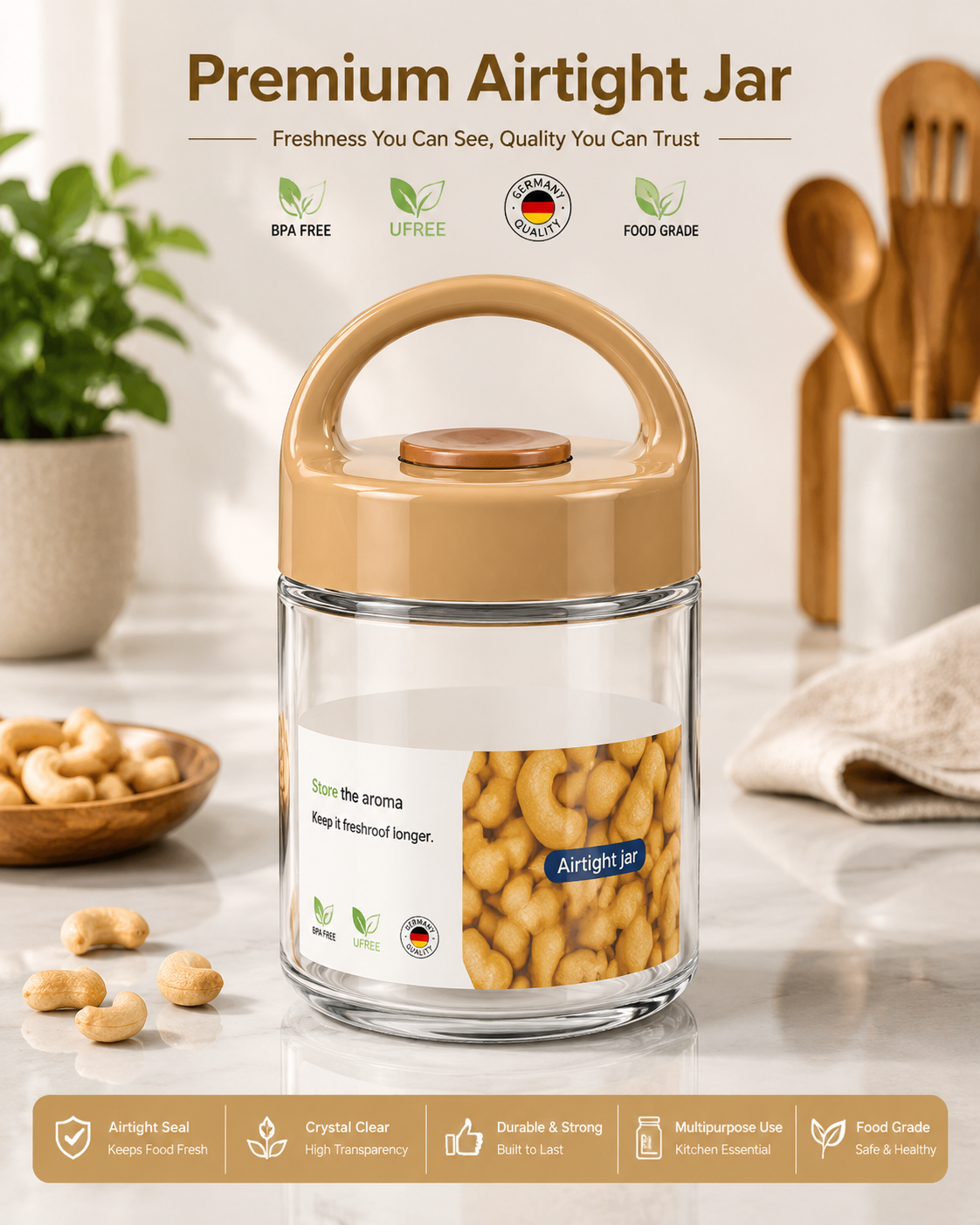 Premium 3-Piece Airtight Storage Jar Set