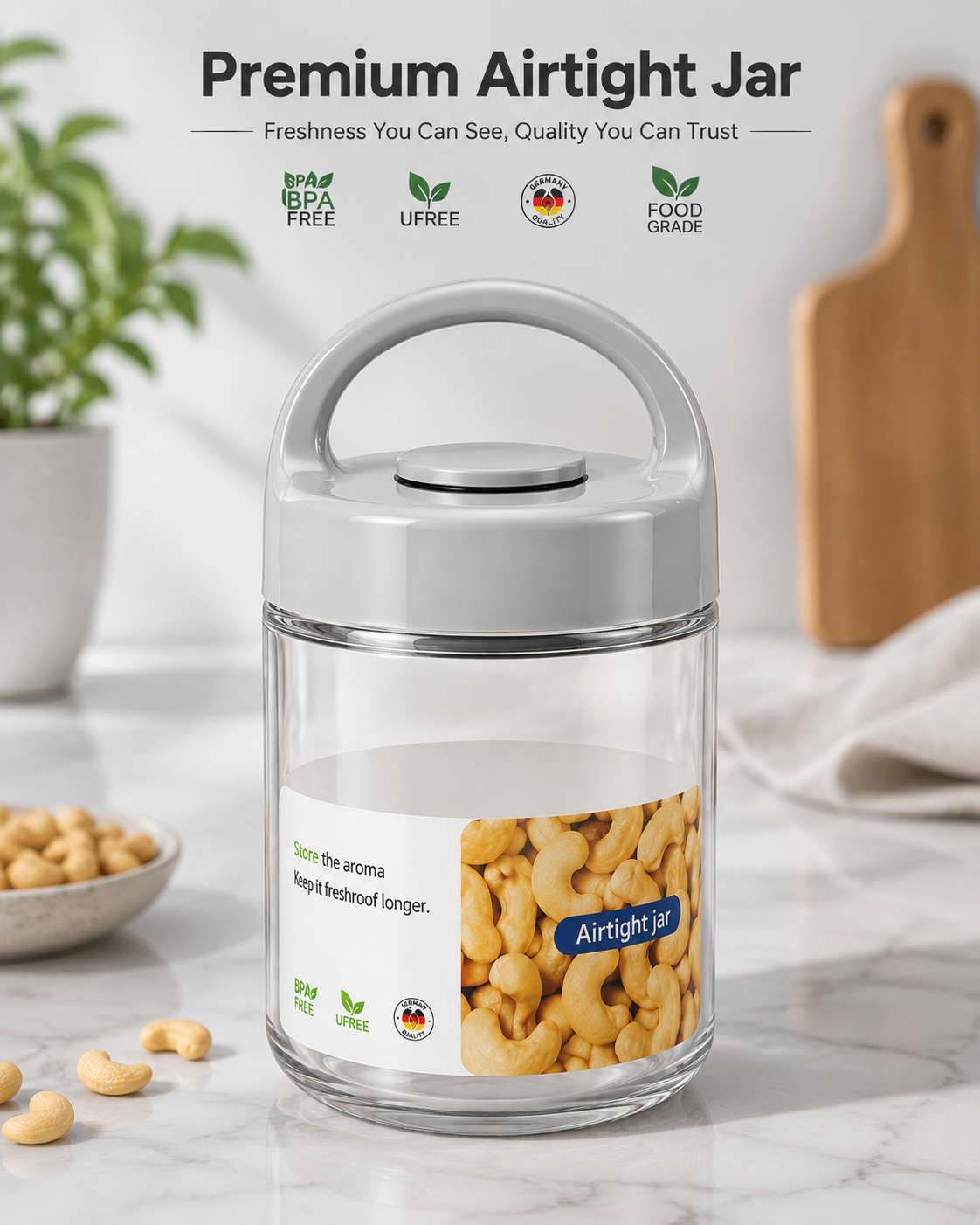 Premium 3-Piece Airtight Storage Jar Set