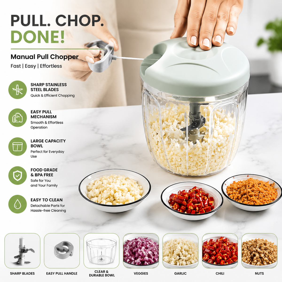 Turbo Chop Pro™ Manual Food Chopper (500/900ML)