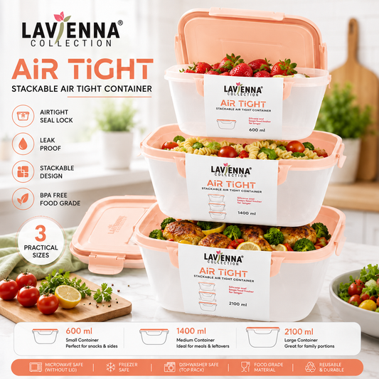 Lavienna Air Tight Premium 3-Piece Stackable Airtight Food Storage Container Set