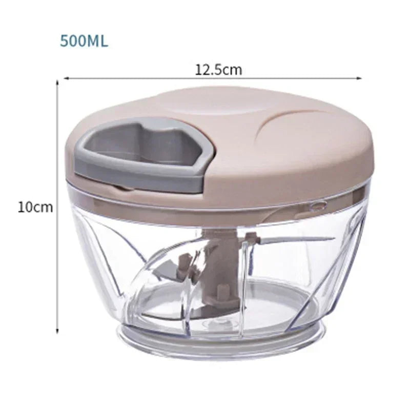 Turbo Chop Pro™ 500/900ML Manual Food Chopper | Meat Mincer, Garlic Crusher, Onion Cutter, Vegetable Slicer & Salad Maker